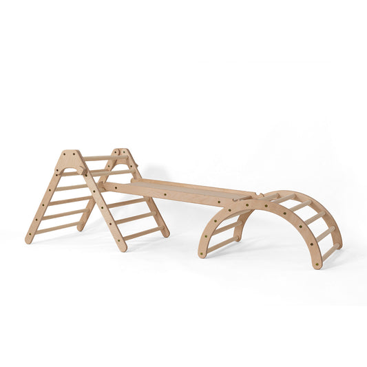 Klappbares Kletterset | Klappbares Kletterdreieck + Hühnerleiter Rutsche + Kletterbogen Größe-S