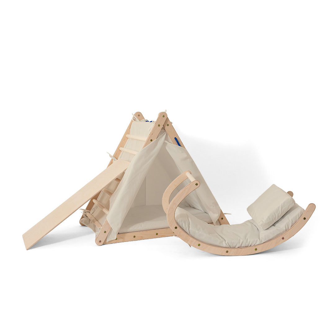 Kletterset |3-seit Kletterdreieck-Set mit Rutsche und Wippe | mit Zubehör