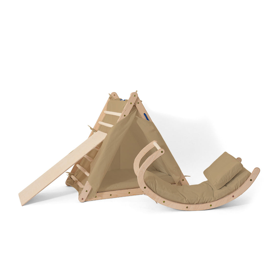 Kletterset |3-seit Kletterdreieck-Set mit Rutsche und Wippe | mit Zubehör