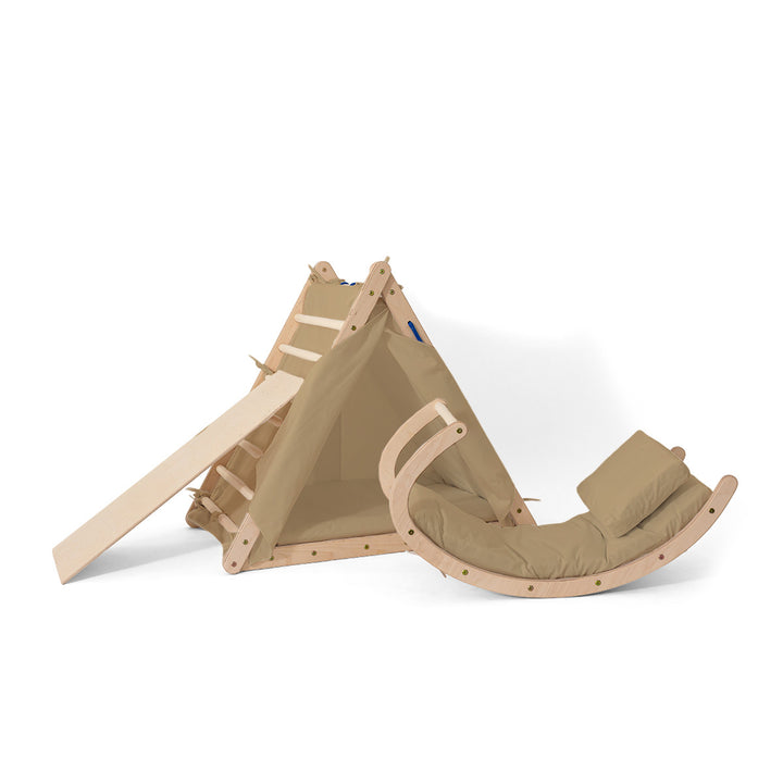 Kletterset |3-seit Kletterdreieck-Set mit Rutsche und Wippe | mit Zubehör