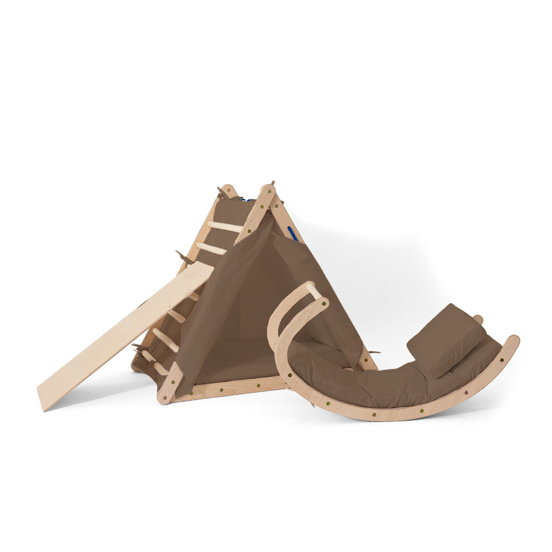 Kletterset |3-seit Kletterdreieck-Set mit Rutsche und Wippe | mit Zubehör