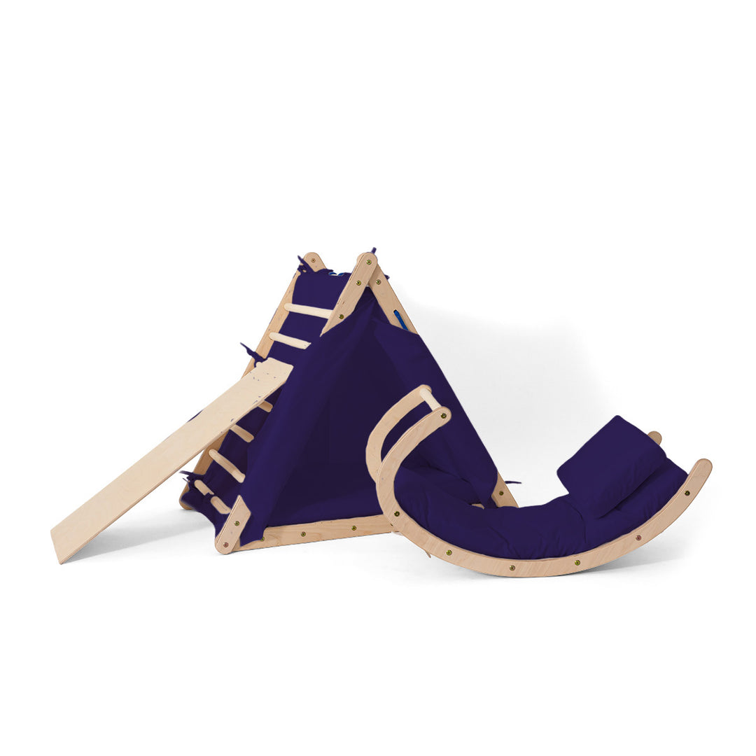 Kletterset |3-seit Kletterdreieck-Set mit Rutsche und Wippe | mit Zubehör