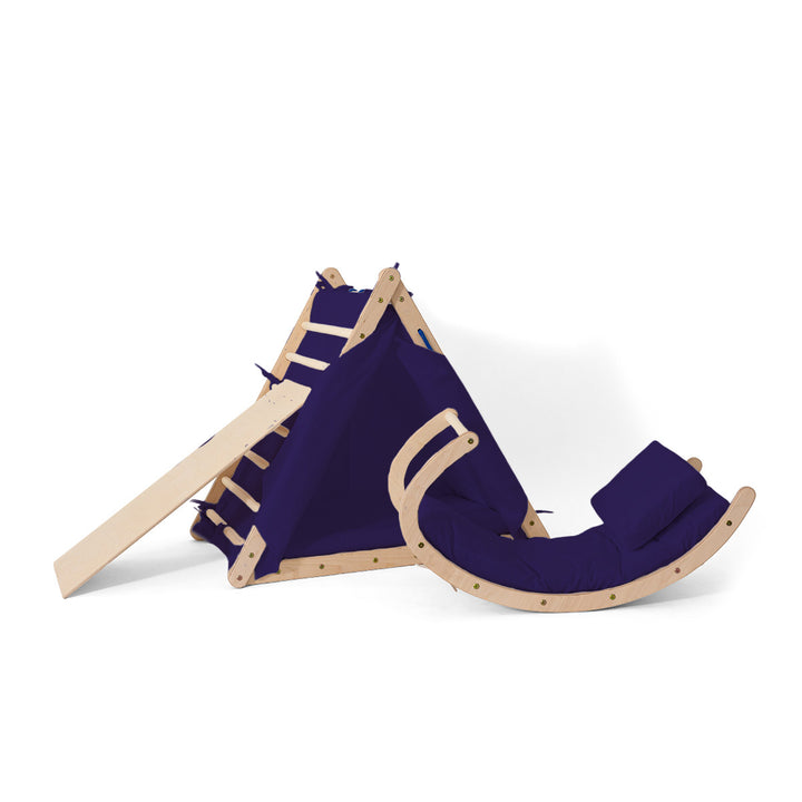 Kletterset |3-seit Kletterdreieck-Set mit Rutsche und Wippe | mit Zubehör