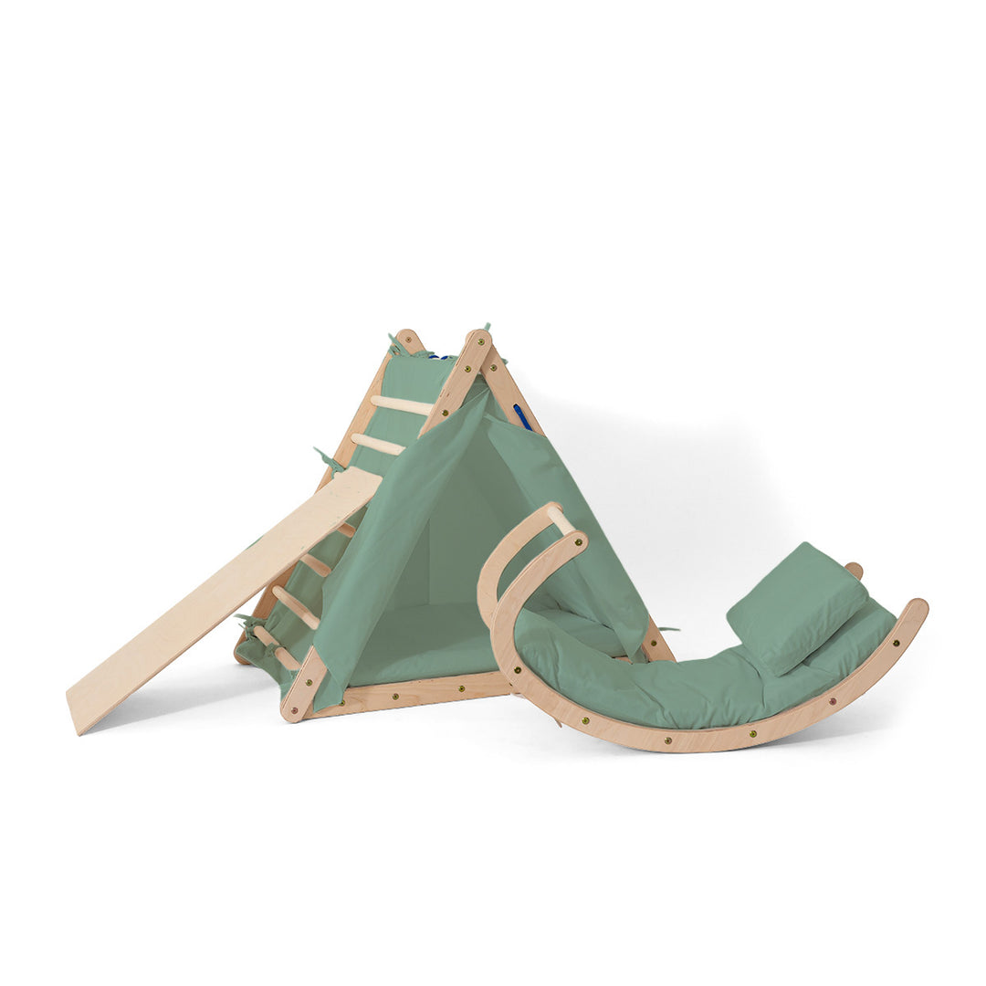 Kletterset |3-seit Kletterdreieck-Set mit Rutsche und Wippe | mit Zubehör