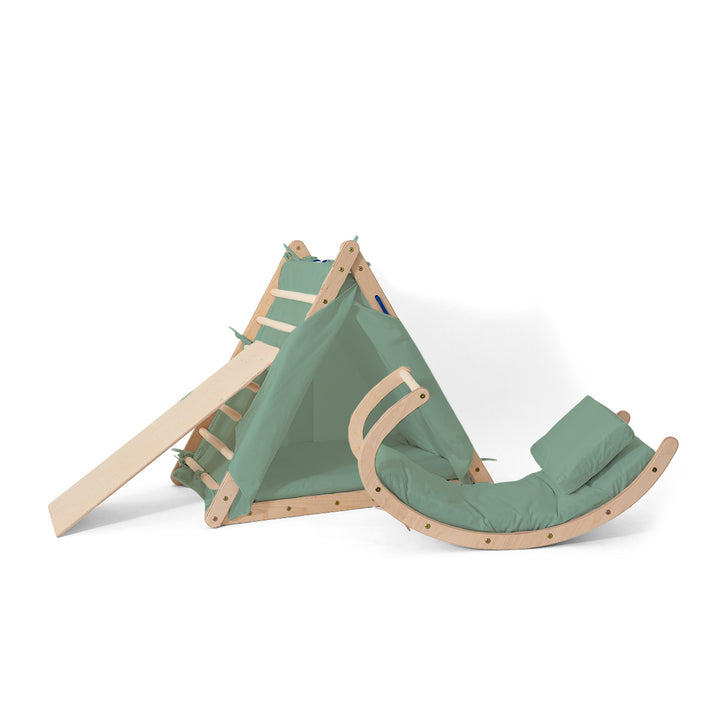 Kletterset |3-seit Kletterdreieck-Set mit Rutsche und Wippe | mit Zubehör