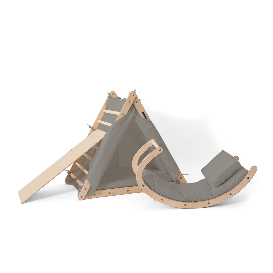 Kletterset |3-seit Kletterdreieck-Set mit Rutsche und Wippe | mit Zubehör