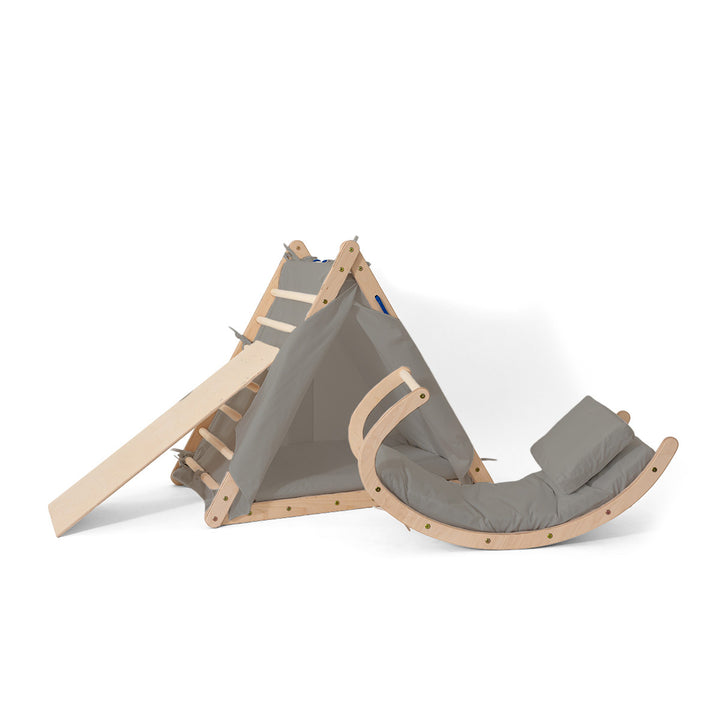 Kletterset |3-seit Kletterdreieck-Set mit Rutsche und Wippe | mit Zubehör