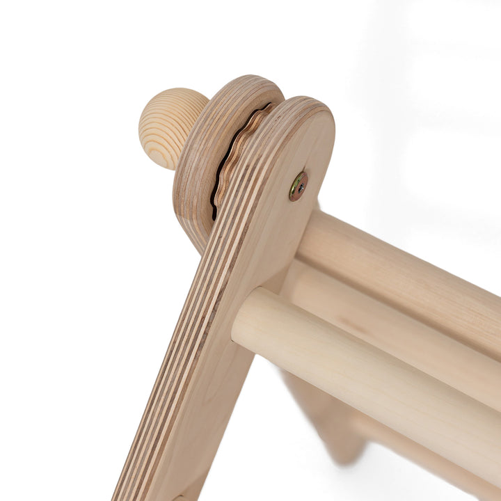 Verstellbares Kletterset | Verstellbares Kletterdreieck + zweiseitiger Hühnerleiter-Rutsche + Bogen in Größe S