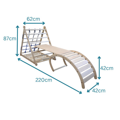 3-seit Kletterdreieck-Set mit Rutschbrett und Wippe