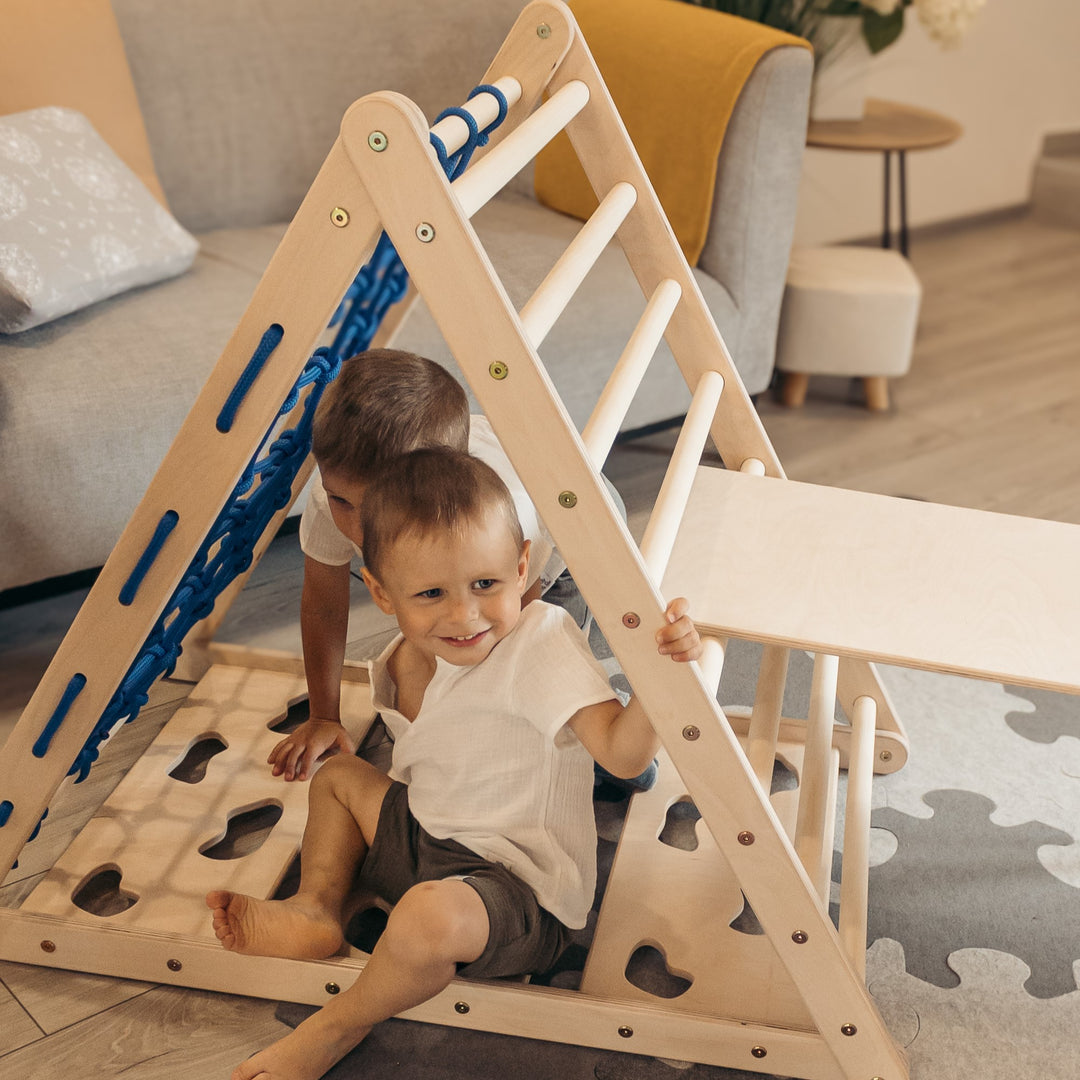 3-seit Kletterdreieck-Set mit Rutsche und Wippe