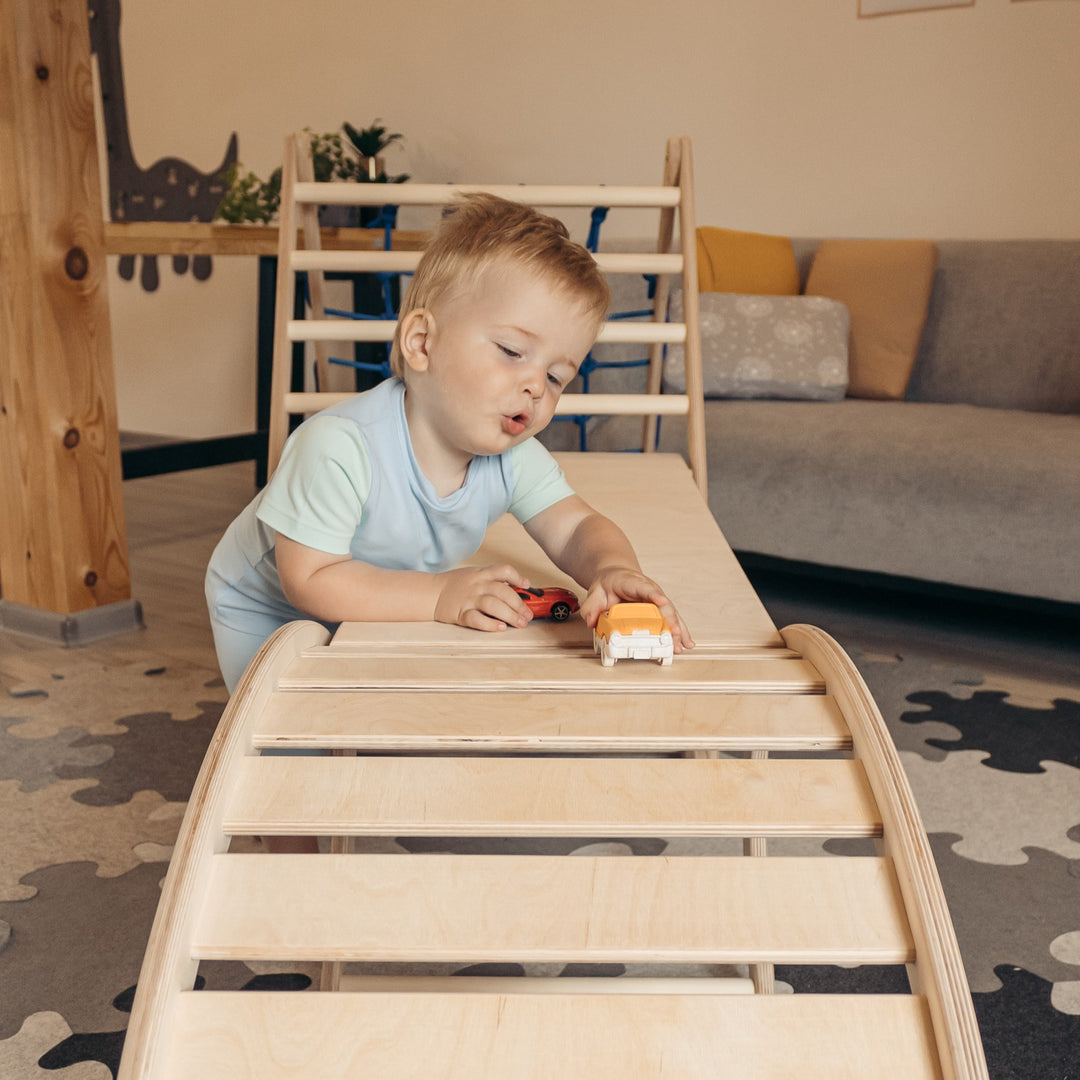 3-seit Kletterdreieck-Set mit Rutsche und Wippe