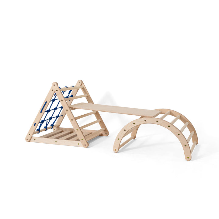 Mini 3-Seit Kletterset | 3-Seit Mini Kletterdreieck + Rutsche + Bogen in Größe S