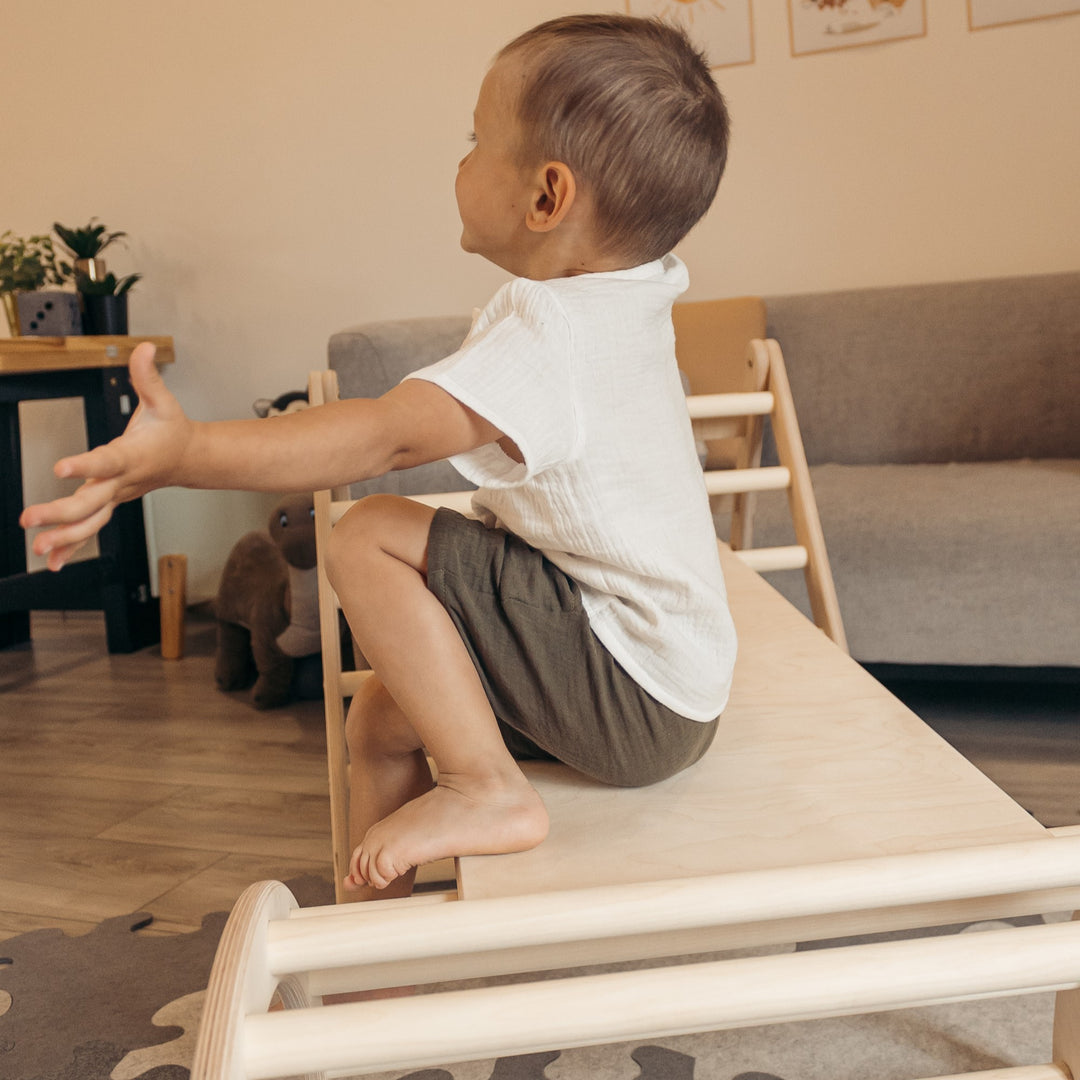 Mini 3-Seit Kletterset | 3-Seit Mini Kletterdreieck + Rutsche + Bogen in Größe S