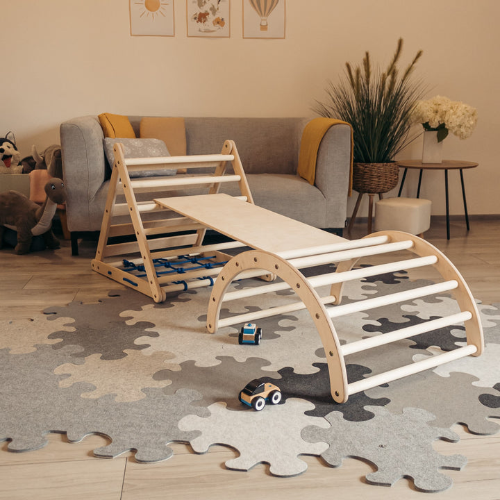 Mini 3-Seit Kletterset | 3-Seit Mini Kletterdreieck + Rutsche + Bogen in Größe S