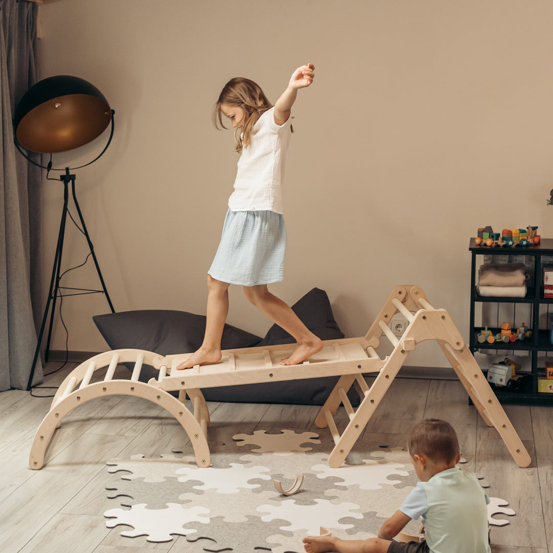 Klappbares Kletterset | Klappbares Kletterdreieck + Hühnerleiter Rutsche + Kletterbogen Größe-S