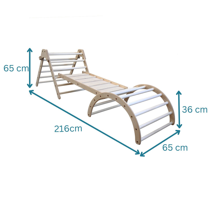 Klappbares Kletterset | Klappbares Kletterdreieck + Hühnerleiter Rutsche + Kletterbogen Größe-S