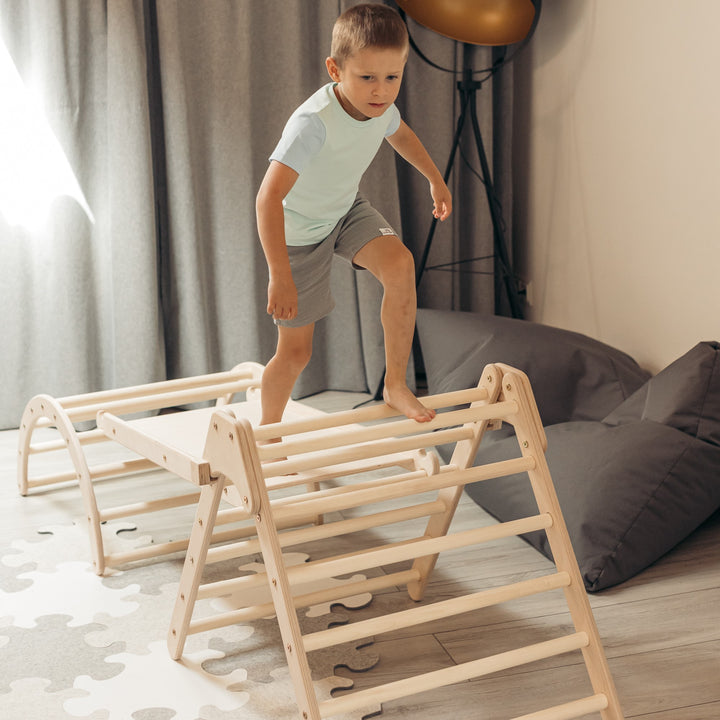 Klappbares Kletterset | Klappbares Kletterdreieck + Hühnerleiter Rutsche + Kletterbogen Größe-S