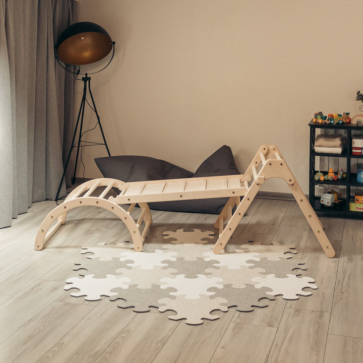 Klappbares Kletterset | Klappbares Kletterdreieck + Hühnerleiter Rutsche + Kletterbogen Größe-S