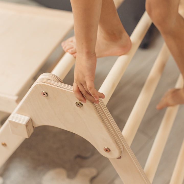 Klappbares Kletterset | Klappbares Kletterdreieck + Hühnerleiter Rutsche + Kletterbogen Größe-S