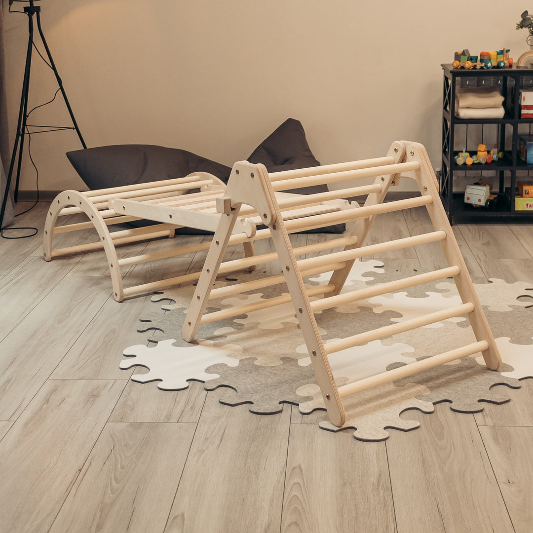 Klappbares Kletterset | Klappbares Kletterdreieck + Hühnerleiter Rutsche + Kletterbogen Größe-S